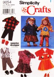 9054 Simplicity Sweet  20'',22'',23'' DOLL TOPS, PANTS, COAT, SHOES, Headband PATTERN Uncut